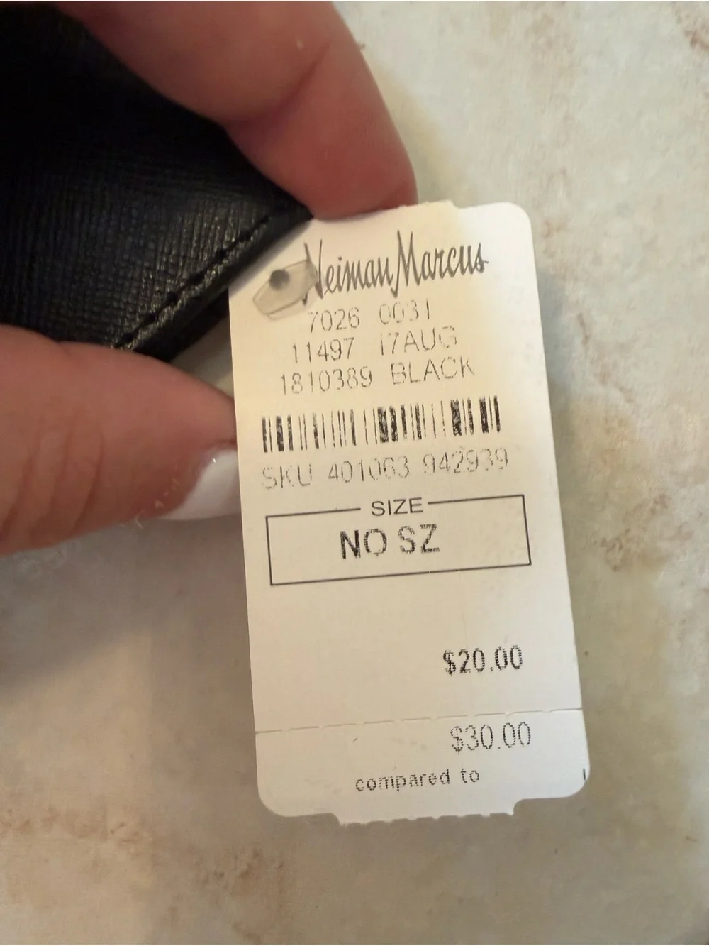 Neiman Marcus Black Leather Card & Key Holder